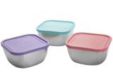 Jogo de Potes de Inox Tramontina com Tampa - Quadrado Freezinox 3 Peças