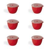 Jogo de Potes de Plástico com Tampa 6 Peças 10L Premium UZ Vermelho
