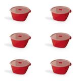 Jogo de Potes de Plástico com Tampa 6 Peças 2L Premium UZ Vermelho