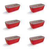 Jogo de Potes de Plástico com Tampa 6 Peças 3L UZ Vermelho