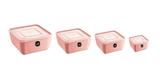 Jogo de Potes De Plástico Quadrado Premium 4 Peças UZ Utilidades - Rosa