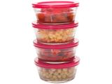 Jogo de Potes de Vidro Casambiente com Tampa - Redondo 220ml JGTI022M 4 Peças