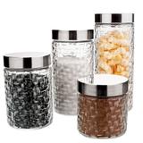 Jogo de Potes de Vidro Rattan - 4 Peças - Euro Home