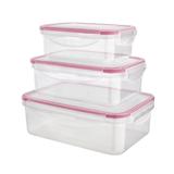 Jogo De Potes Herméticos Euro Home PLA3697 Retangular 3 Pçs Vermelho