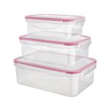 Jogo De Potes Herméticos Euro Home PLA3697 Retangular 3 Pçs Vermelho