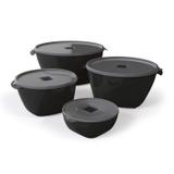 Jogo de Potes Plásticos com Tampa 16 Peças UZ Preto