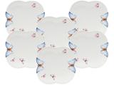 Jogo de Pratos de Porcelana Redondo Branco - Raso Wolff Borboletas 6 Peças