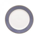 Jogo de Pratos Fundos Porcelana 6 Peças 20,5cm Alto Relevo Wolff Rojemac Branco/Azul/Dourado