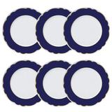 Jogo De Pratos Rasos Branco E Azul Royal Blue Germer