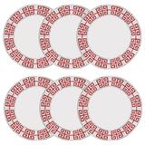 Jogo De Pratos Rasos Germer Atenas Vermelho 6 Pçs Porcelana Branco