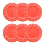 Jogo De Pratos Rasos Oxford 6 Peças 26cm Mendi Coral