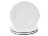 Jogo de Pratos Redondo de Porcelana Branco Raso - Raso de Sobremesa Schmidt Basic 4 Peças