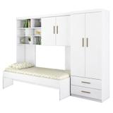 Jogo de Quarto Chiara 3 Peças Roupeiro 2 portas, Módulo Aéreo e Cama com Colchão D33 - Phoenix Baby