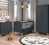 Jogo de Quarto Infantil Theo Grafite Fosco com Pés Natural - Reller