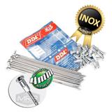 Jogo de Raios Aço Inox 4mm Ddl Aro Dianteiro e Traseiro Bros 125 150 Freio A Tambor