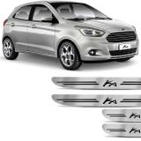 Jogo de Soleira Resinada Ford Ka 2014 a 2019 Grafia Modelo Escovado - Resitank