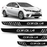 Jogo de Soleira Resinada Toyota Corolla 2006 a 2018 Preto com Grafia Cromada Excelente Fixação - Resitank
