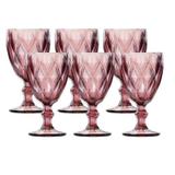 Jogo De Taca Agua Diamante 6 Pecas Lilas 260 Ml Class Home