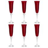 Jogo de taças champanhe em cristal Bohemia Alexandra 6 peças 190ml vermelha