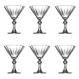 Jogo de taças lapidados em vidro para Martini Pasabahçe Diamond 6 peças 238ml