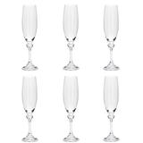 Jogo de taças para champanhe em cristal Bohemia Elisa 220ml 6 peças - Rojemac
