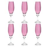 Jogo de taças para champanhe em cristal Bohemia Elisa 220ml 6 peças rosa