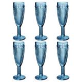 Jogo de taças para champanhe em vidro Lyor Empire 6 peças 170ml azul