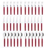Jogo de Talheres de Mesa 36 Peças Inox Simonaggio Belize Vermelho