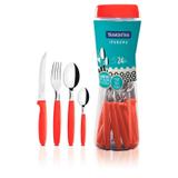 Jogo De Talheres Faqueiro Inox 24 Peças Ipanema Vermelho - Tramontina