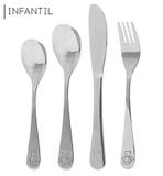 Jogo De Talheres Infantis 4 Peças Em Inox Ursinhos Mimostyle