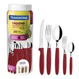 Jogo De Talheres Ipanema Aço Inox 30 Pçs Vermelho Tramontina