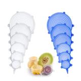 Jogo de tampas elasticas de silicone 6 pecas branco - Lin ran