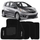 Jogo de Tapete Automotivo Carpete New Fit 2009 à 2014 Soft Logo Bordado Preto 5 Peças - S/m