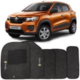 Jogo de Tapete Automotivo Carpete Renault Kwid 2017 à 2019 Soft Logo Bordado Grafite 5 Peças - S/m