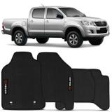 Jogo de Tapete Borracha PVC Hilux Cabine Dupla 2013 a 2015 Preto Bordado Carpete Antiderrapante - Flash