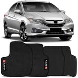 Jogo de Tapete Borracha PVC Honda City 2015 e 2016 Preto Bordado Carpete Antiderrapante Impermeável - Flash