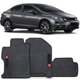 Jogo de Tapete Borracha PVC Honda Civic 2012 a 2014 Preto Bordado Carpete Base Antiderrapante - Flash