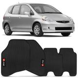Jogo de Tapete Borracha PVC Honda Fit 2003 a 2008 Preto Bordado Carpete Antiderrapante Impermeável - Flash
