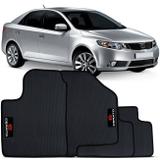 Jogo de Tapete Borracha PVC Kia Cerato 09 a 13 Preto Bordado Carpete Base Antiderrapante Impermeável - Tapecars