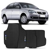 Jogo de Tapete Borracha PVC Polo Hatch e Sedan 07 a 12 Preto Bordado Carpete Base Antiderrapante - Flash