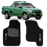 Jogo de Tapete Carpete Chevrolet Montana 2011 a 2018 Preto Bordado 2 Peças - Shutt