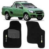 Jogo de Tapete Carpete Chevrolet Montana 2011 a 2018 Preto Bordado 2 Peças - Shutt