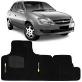 Jogo de Tapete Carpete Corsa Classic 2003 a 2016 Preto Bordado 5 Peças - Prime