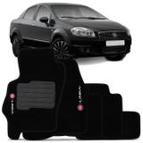 Jogo de Tapete Carpete Fiat Linea 2009 a 2012 Preto Bordado 5 Peças - Top gear