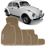 Jogo de Tapete Carpete Fusca 1970 a 1995 Bege com Grafia Logo Bordado 5 Peças - Top gear