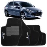 Jogo de Tapete Carpete Peugeot 307 2009 a 2012 Preto com Grafia 5 Peças - Top gear