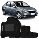 Jogo de Tapete Carpete Renault Logan 2009 a 2013 Bordado Preto 5 Peças - Top gear
