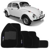 Jogo de Tapete Carpete VW Fusca 1959 a 1996 Preto Bordado 5 Peças - Top gear