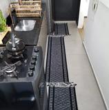 Jogo De Tapete Para Cozinha 3 Peças  - Cor: Preto - Ibicasa enxovais