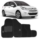 Jogo de Tapetes Carpete Citroen C3 2013 a 2018 Preto Bordado 5 Peças - Top gear